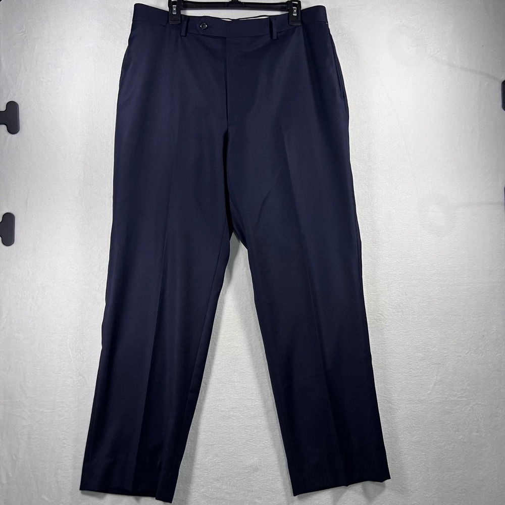 Nautica Mens Navy Wool Dress Pants Size 35W Classic Fit Business Casual Hemmed